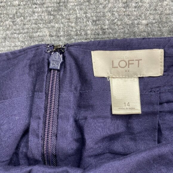 Loft Skirt Womens 14 Navy Eyelet Lace Overlay Boho Peasant Full Cotton Lined - Picture 6 of 12